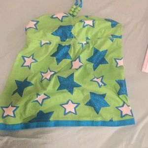 A green halter top